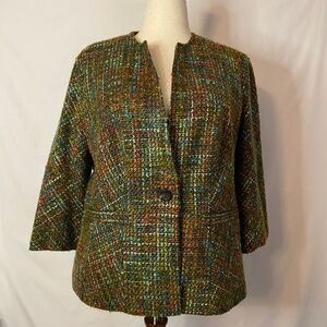 Coldwater Creek Colorful Long Sleeve One Button Jacket With Pockets Size 16